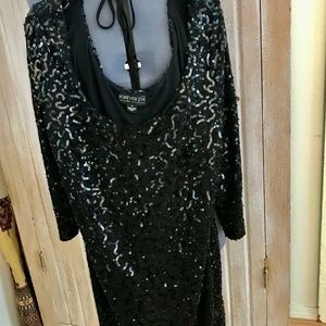Forever 21 Little Black Sequined DressKnee length